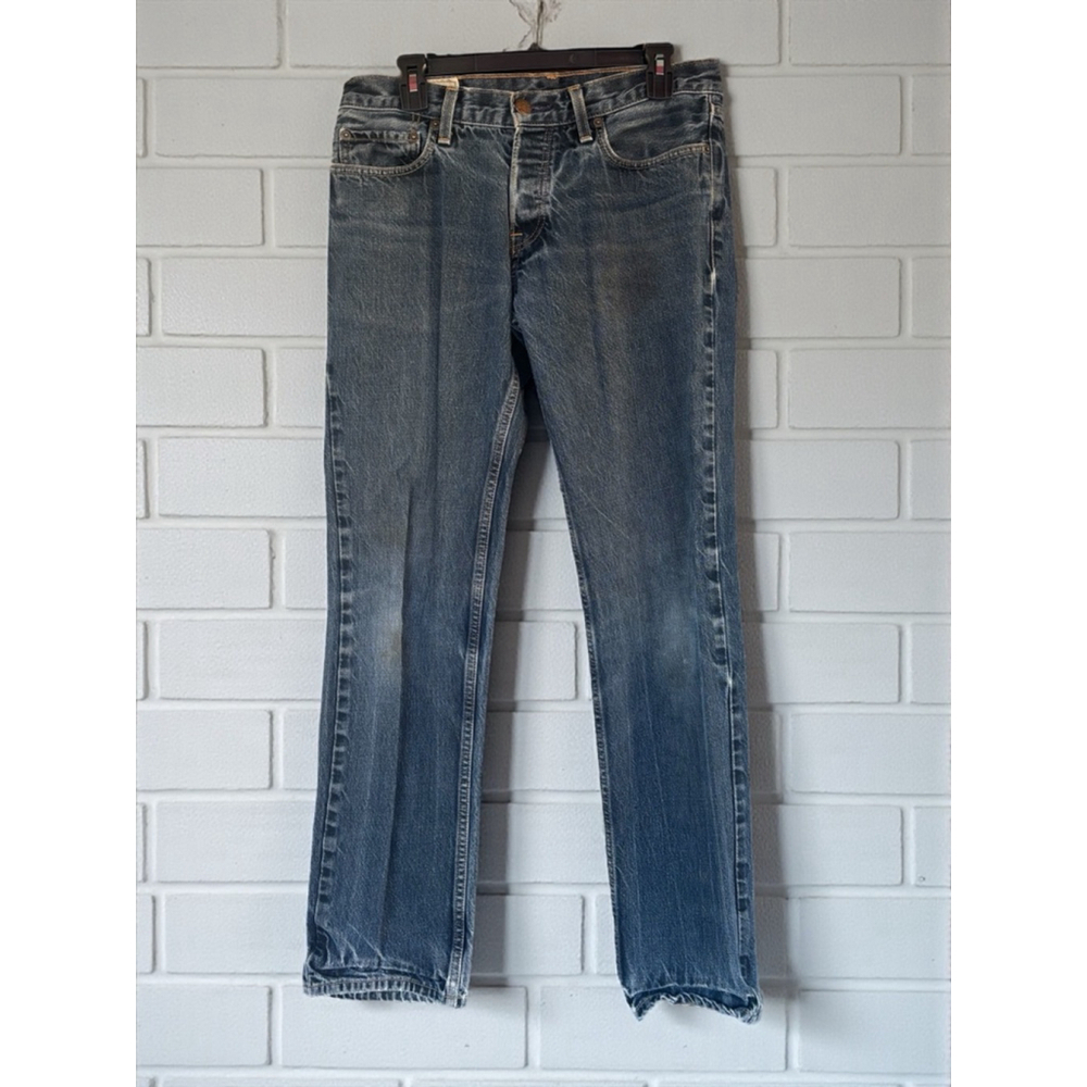 Hollister Men's 32x32 Black Classic Straight Button Fly Distressed Denim Jeans